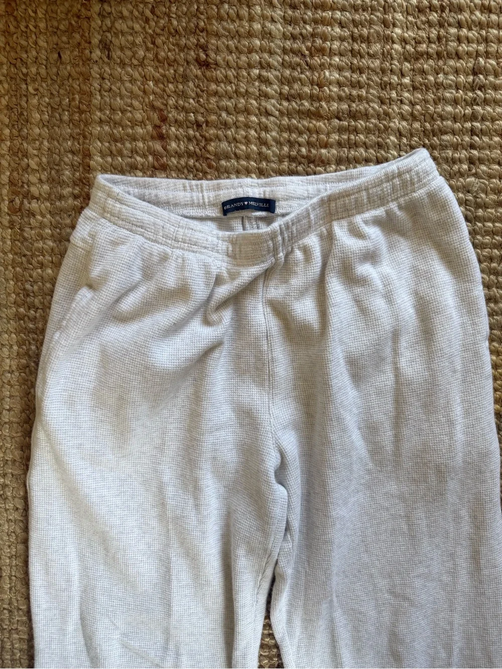 Brandy Melville Cream Waffle-Knit Lounge Pants